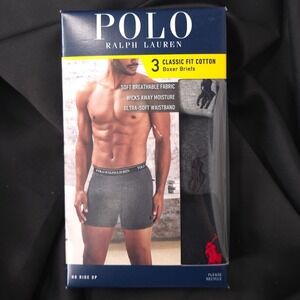 NWB POLO RALPH LAUREN‎ 3 Pack Boxer Briefs Men's SMALL Classic Fit Cotton